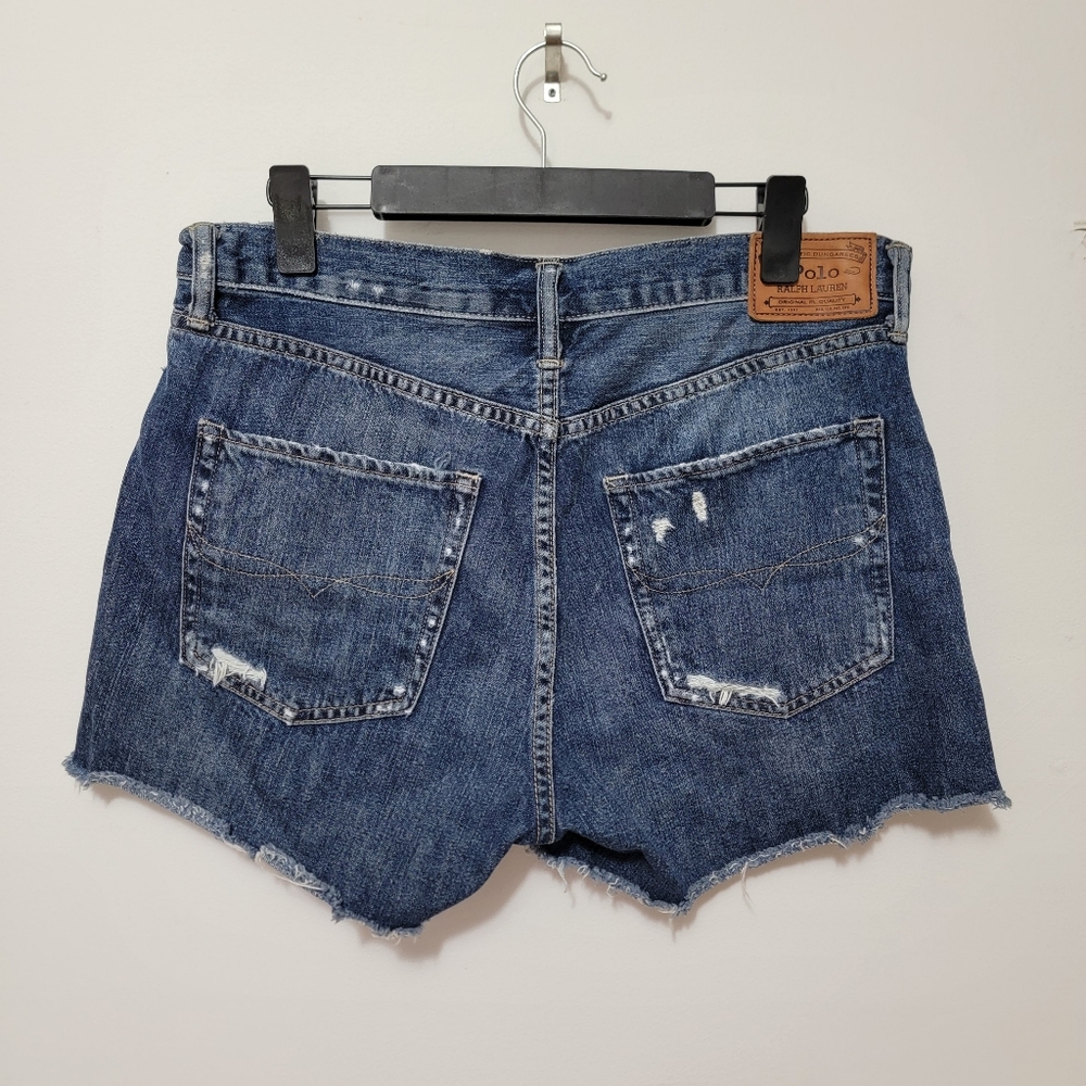 Polo Ralph Lauren Size 30 Shorts Blue Denim Women's Distressed Raw Hem